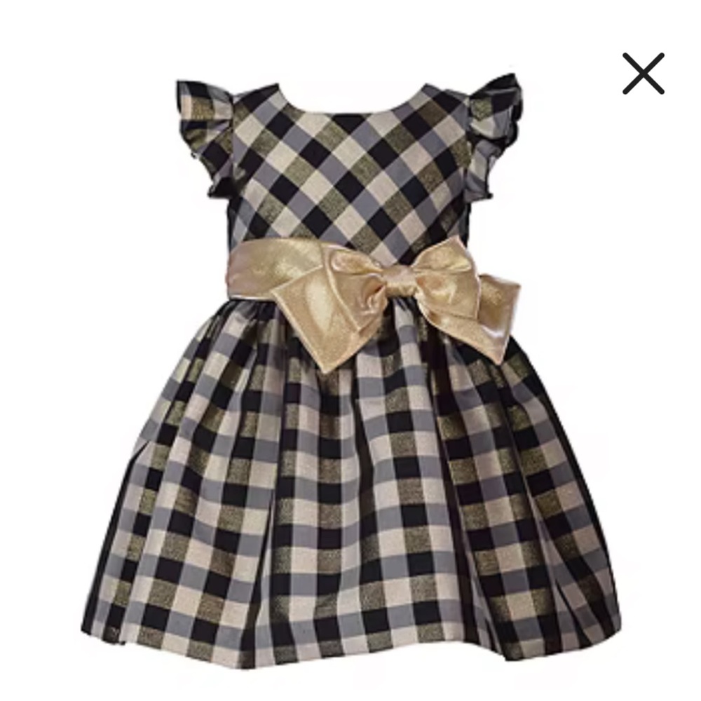 Bonnie Jean Toddler Girls Short Sleeve Flutter Sleeve A-Line Dress gold black